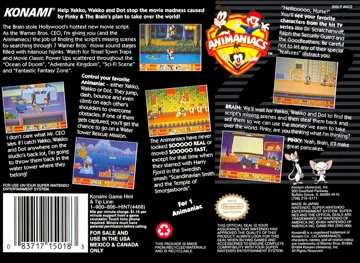 Animaniacs (USA) box cover back